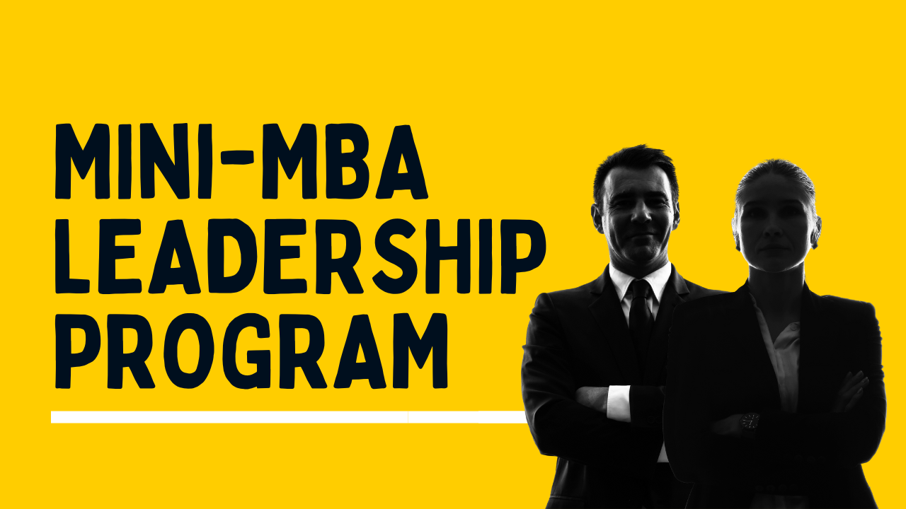 Mini-MBA leadership program, yellow background